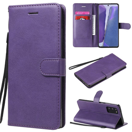 For Samsung Galaxy Note20 Solid Color Horizontal Flip PU Leather Case with Holder & Card Slots & Wallet & Lanyard(Purple)-garmade.com