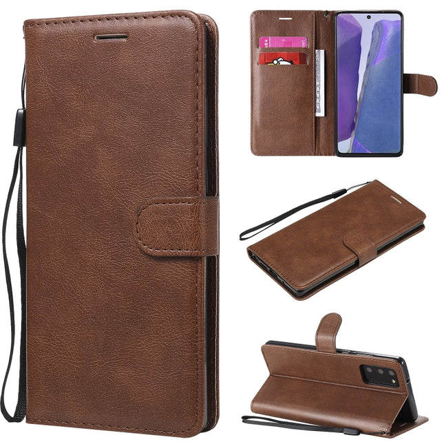 For Samsung Galaxy Note20 Solid Color Horizontal Flip PU Leather Case with Holder & Card Slots & Wallet & Lanyard(Brown)-garmade.com