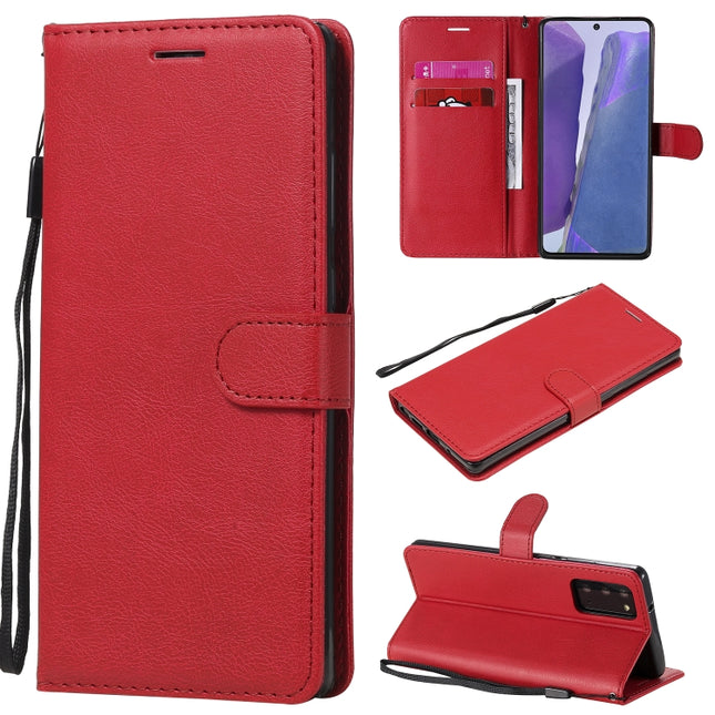 For Samsung Galaxy Note20 Solid Color Horizontal Flip PU Leather Case with Holder & Card Slots & Wallet & Lanyard(Red)-garmade.com