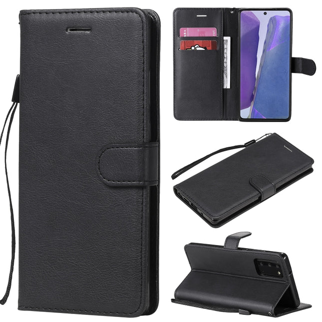 For Samsung Galaxy Note20 Solid Color Horizontal Flip PU Leather Case with Holder & Card Slots & Wallet & Lanyard(Black)-garmade.com