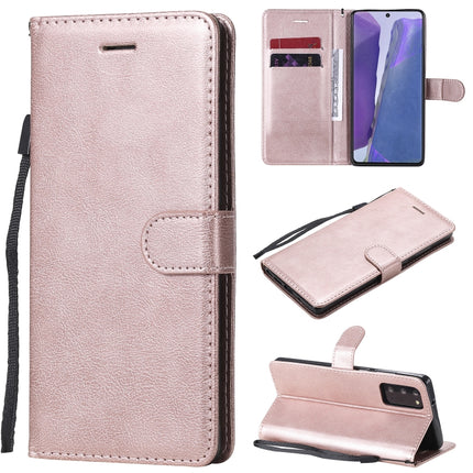 For Samsung Galaxy Note20 Solid Color Horizontal Flip PU Leather Case with Holder & Card Slots & Wallet & Lanyard(Rose Gold)-garmade.com