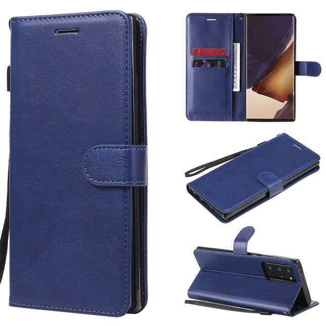 For Samsung Galaxy Note20 Ultra Solid Color Horizontal Flip PU Leather Case with Holder & Card Slots & Wallet & Lanyard(Blue)-garmade.com