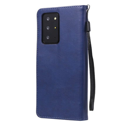 For Samsung Galaxy Note20 Ultra Solid Color Horizontal Flip PU Leather Case with Holder & Card Slots & Wallet & Lanyard(Blue)-garmade.com
