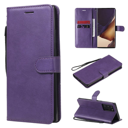 For Samsung Galaxy Note20 Ultra Solid Color Horizontal Flip PU Leather Case with Holder & Card Slots & Wallet & Lanyard(Purple)-garmade.com