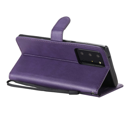 For Samsung Galaxy Note20 Ultra Solid Color Horizontal Flip PU Leather Case with Holder & Card Slots & Wallet & Lanyard(Purple)-garmade.com