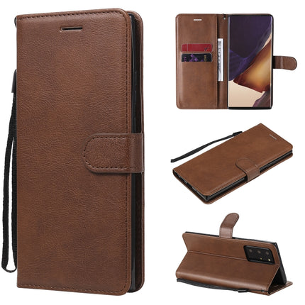 For Samsung Galaxy Note20 Ultra Solid Color Horizontal Flip PU Leather Case with Holder & Card Slots & Wallet & Lanyard(Brown)-garmade.com