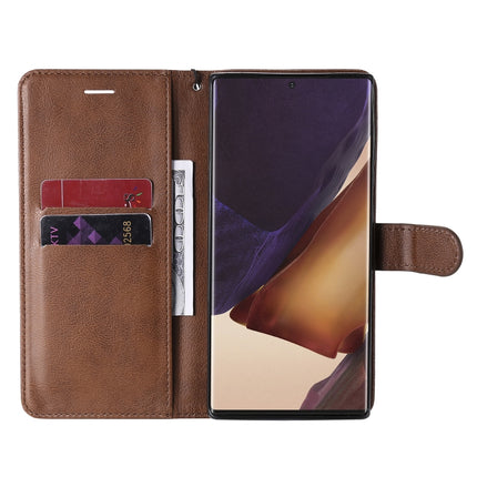 For Samsung Galaxy Note20 Ultra Solid Color Horizontal Flip PU Leather Case with Holder & Card Slots & Wallet & Lanyard(Brown)-garmade.com