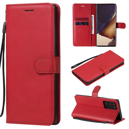 For Samsung Galaxy Note20 Ultra Solid Color Horizontal Flip PU Leather Case with Holder & Card Slots & Wallet & Lanyard(Red)-garmade.com