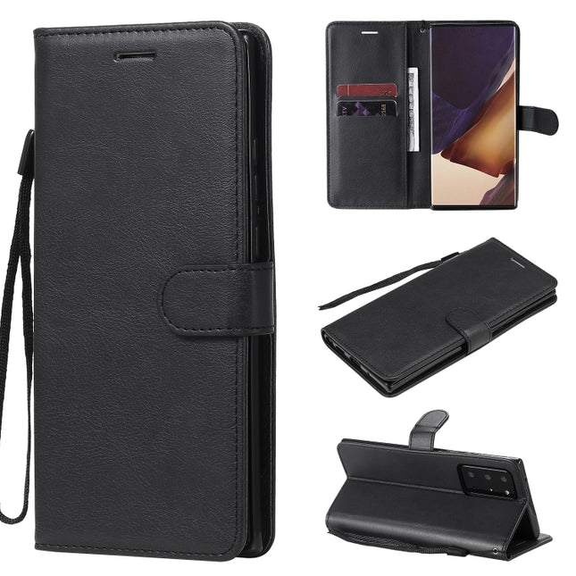 For Samsung Galaxy Note20 Ultra Solid Color Horizontal Flip PU Leather Case with Holder & Card Slots & Wallet & Lanyard(Black)-garmade.com