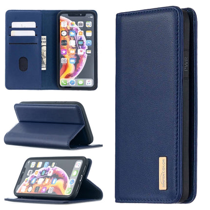 For iPhone XR 2 in 1 Detachable Magnetic Horizontal Flip Genuine Leather Case with Holder & Card Slots & Wallet(Blue)-garmade.com