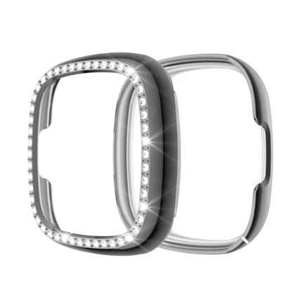 For Fitbit Versa 3 / Versa Sense Single Row Plating Diamonds PC Protective Case(Gray)-garmade.com