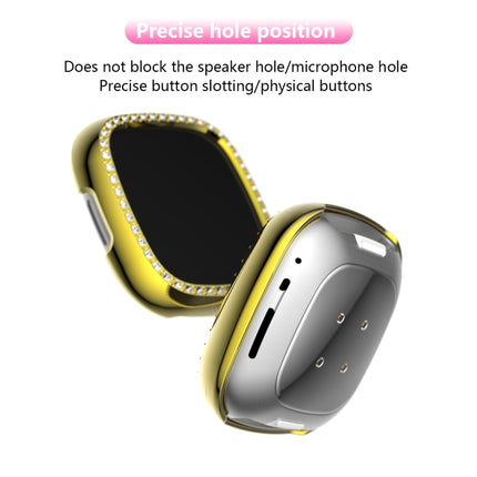 For Fitbit Versa 3 / Versa Sense Single Row Plating Diamonds PC Protective Case(Golden)-garmade.com