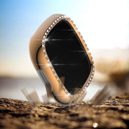 For Fitbit Versa 3 / Versa Sense Single Row Plating Diamonds PC Protective Case(Rose Gold)-garmade.com