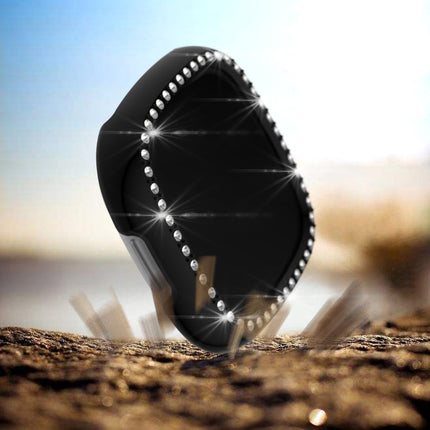 For Fitbit Versa 3 / Versa Sense Single Row Plating Diamonds PC Protective Case(Black)-garmade.com