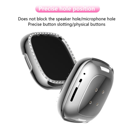 For Fitbit Versa 3 / Versa Sense Single Row Plating Diamonds PC Protective Case(Silver)-garmade.com