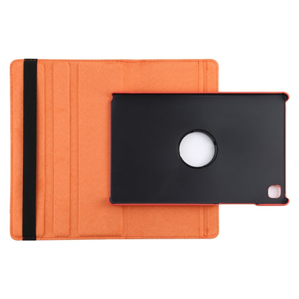 For Samsung Galaxy Tab A7 T500 Litchi Texture Horizontal Flip 360 Degrees Rotation Leather Case with Holder(Orange)-garmade.com