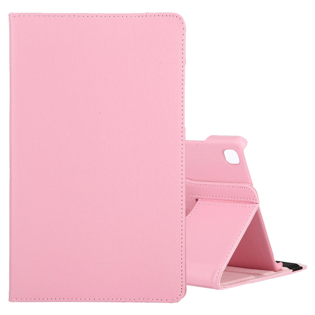 For Samsung Galaxy Tab A7 T500 Litchi Texture Horizontal Flip 360 Degrees Rotation Leather Case with Holder(Pink)-garmade.com