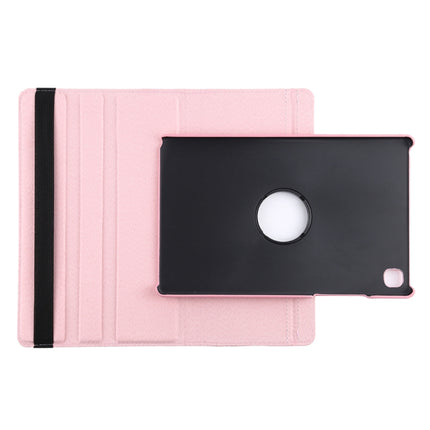 For Samsung Galaxy Tab A7 T500 Litchi Texture Horizontal Flip 360 Degrees Rotation Leather Case with Holder(Pink)-garmade.com