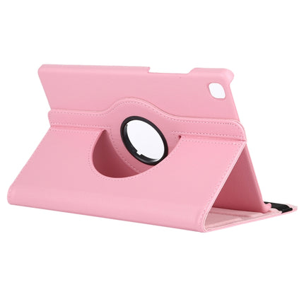 For Samsung Galaxy Tab A7 T500 Litchi Texture Horizontal Flip 360 Degrees Rotation Leather Case with Holder(Pink)-garmade.com