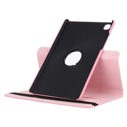 For Samsung Galaxy Tab A7 T500 Litchi Texture Horizontal Flip 360 Degrees Rotation Leather Case with Holder(Pink)-garmade.com
