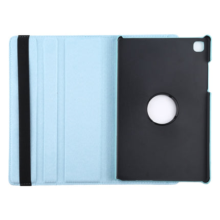 For Samsung Galaxy Tab A7 T500 Litchi Texture Horizontal Flip 360 Degrees Rotation Leather Case with Holder(Sky Blue)-garmade.com