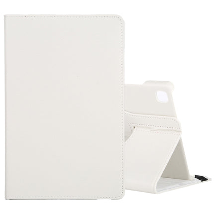 For Samsung Galaxy Tab A7 T500 Litchi Texture Horizontal Flip 360 Degrees Rotation Leather Case with Holder(White)-garmade.com