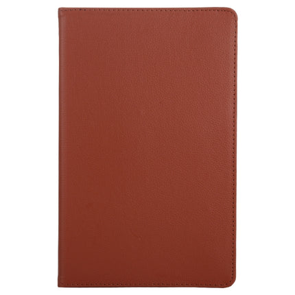 For Samsung Galaxy Tab A7 T500 Litchi Texture Horizontal Flip 360 Degrees Rotation Leather Case with Holder(Brown)-garmade.com
