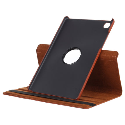 For Samsung Galaxy Tab A7 T500 Litchi Texture Horizontal Flip 360 Degrees Rotation Leather Case with Holder(Brown)-garmade.com