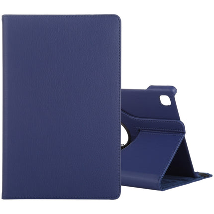 For Samsung Galaxy Tab A7 T500 Litchi Texture Horizontal Flip 360 Degrees Rotation Leather Case with Holder(Blue)-garmade.com