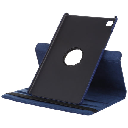 For Samsung Galaxy Tab A7 T500 Litchi Texture Horizontal Flip 360 Degrees Rotation Leather Case with Holder(Blue)-garmade.com