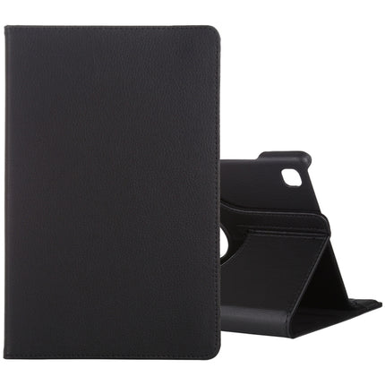 For Samsung Galaxy Tab A7 T500 Litchi Texture Horizontal Flip 360 Degrees Rotation Leather Case with Holder(Black)-garmade.com