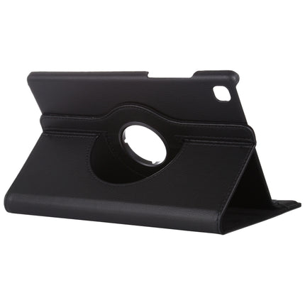 For Samsung Galaxy Tab A7 T500 Litchi Texture Horizontal Flip 360 Degrees Rotation Leather Case with Holder(Black)-garmade.com