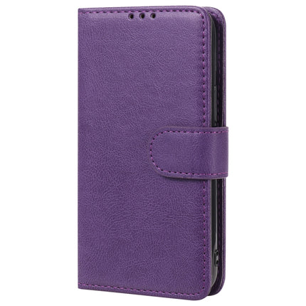 For iPhone 12 mini 2 in 1 Solid Color Detachable PU Leather Case with Card Slots & Magnetic Holder & Photo Frame & Wallet & Strap(Purple)-garmade.com