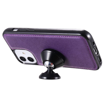 For iPhone 12 mini 2 in 1 Solid Color Detachable PU Leather Case with Card Slots & Magnetic Holder & Photo Frame & Wallet & Strap(Purple)-garmade.com