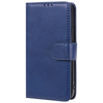 For iPhone 12 mini 2 in 1 Solid Color Detachable PU Leather Case with Card Slots & Magnetic Holder & Photo Frame & Wallet & Strap(Blue)-garmade.com