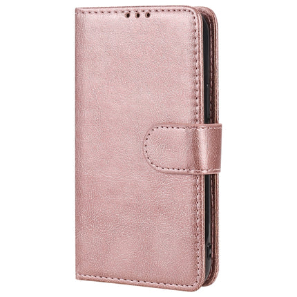 For iPhone 12 mini 2 in 1 Solid Color Detachable PU Leather Case with Card Slots & Magnetic Holder & Photo Frame & Wallet & Strap(Rose Gold)-garmade.com