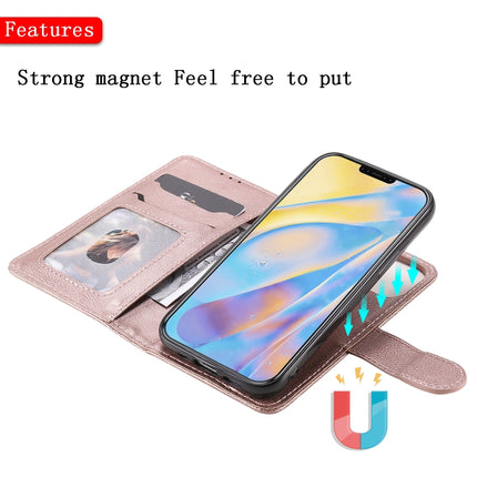 For iPhone 12 mini 2 in 1 Solid Color Detachable PU Leather Case with Card Slots & Magnetic Holder & Photo Frame & Wallet & Strap(Rose Gold)-garmade.com
