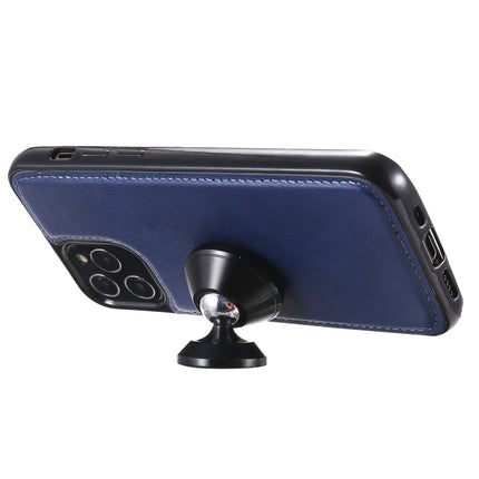 For iPhone 12 / 12 Pro 2 in 1 Solid Color Detachable PU Leather Case with Card Slots & Magnetic Holder & Photo Frame & Wallet & Strap(Blue)-garmade.com