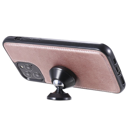 For iPhone 12 / 12 Pro 2 in 1 Solid Color Detachable PU Leather Case with Card Slots & Magnetic Holder & Photo Frame & Wallet & Strap(Rose Gold)-garmade.com