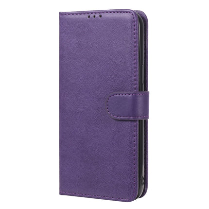 For iPhone 12 Pro Max 2 in 1 Solid Color Detachable PU Leather Case with Card Slots & Magnetic Holder & Photo Frame & Wallet & Strap(Purple)-garmade.com