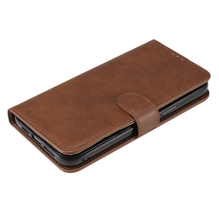 For iPhone 12 Pro Max 2 in 1 Solid Color Detachable PU Leather Case with Card Slots & Magnetic Holder & Photo Frame & Wallet & Strap(Brown)-garmade.com