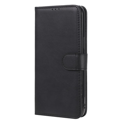 For iPhone 12 Pro Max 2 in 1 Solid Color Detachable PU Leather Case with Card Slots & Magnetic Holder & Photo Frame & Wallet & Strap(Black)-garmade.com