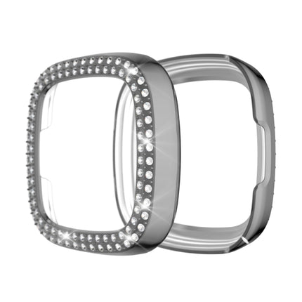 For Fitbit Versa 3 / Versa Sense Double Row Plating Diamonds PC Protective Case(Gray)-garmade.com