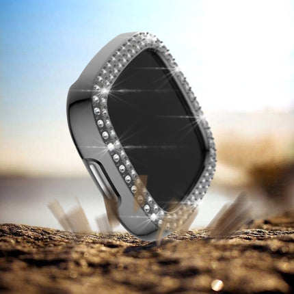 For Fitbit Versa 3 / Versa Sense Double Row Plating Diamonds PC Protective Case(Gray)-garmade.com