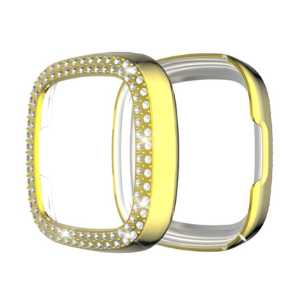For Fitbit Versa 3 / Versa Sense Double Row Plating Diamonds PC Protective Case(Golden)-garmade.com