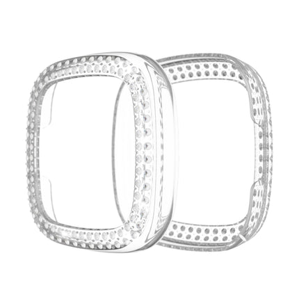 For Fitbit Versa 3 / Versa Sense Double Row Plating Diamonds PC Protective Case(Transparent)-garmade.com