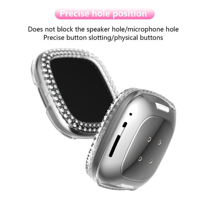 For Fitbit Versa 3 / Versa Sense Double Row Plating Diamonds PC Protective Case(Transparent)-garmade.com