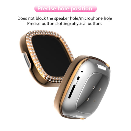 For Fitbit Versa 3 / Versa Sense Double Row Plating Diamonds PC Protective Case(Rose Gold)-garmade.com