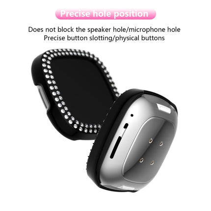 For Fitbit Versa 3 / Versa Sense Double Row Plating Diamonds PC Protective Case(Black)-garmade.com