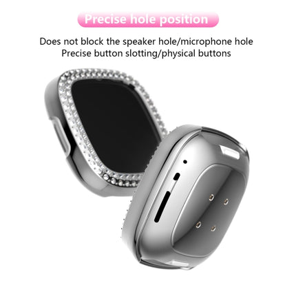 For Fitbit Versa 3 / Versa Sense Double Row Plating Diamonds PC Protective Case(Silver)-garmade.com